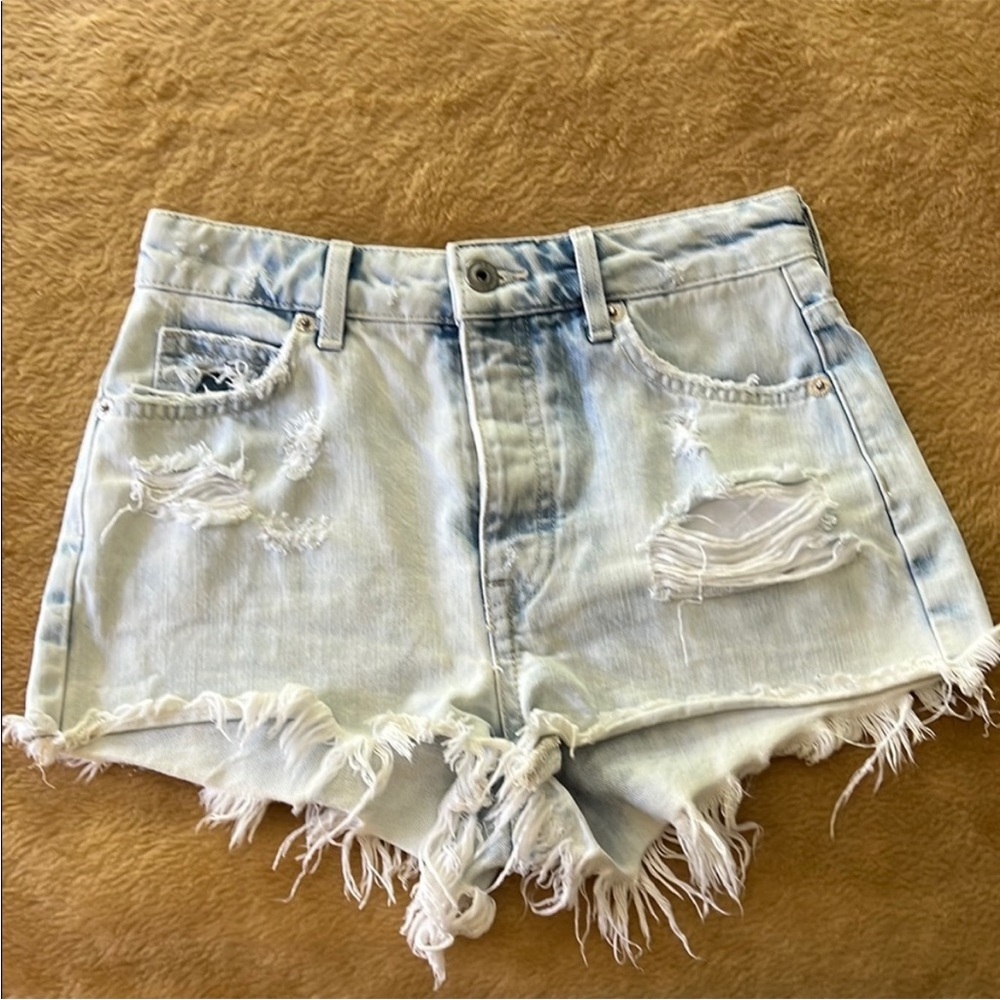 Bershka | Women’s Size 2 Distressed Light Blue Denim Shorts